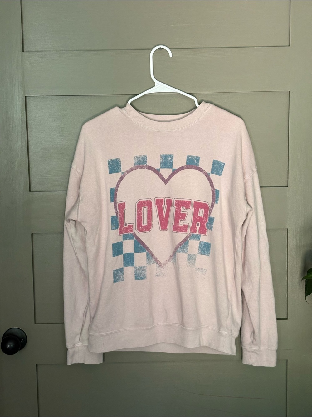 Taylor Swift Lover Crewneck Sweatshirt - Light Pink 'Lover' Graphic